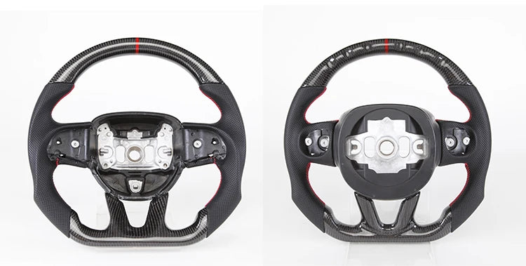 Carbon Fiber Steering Wheel For Dodge Challenger Charger 2015-2022 Alcantara LED Racing Steering Wheel Customized Perforated