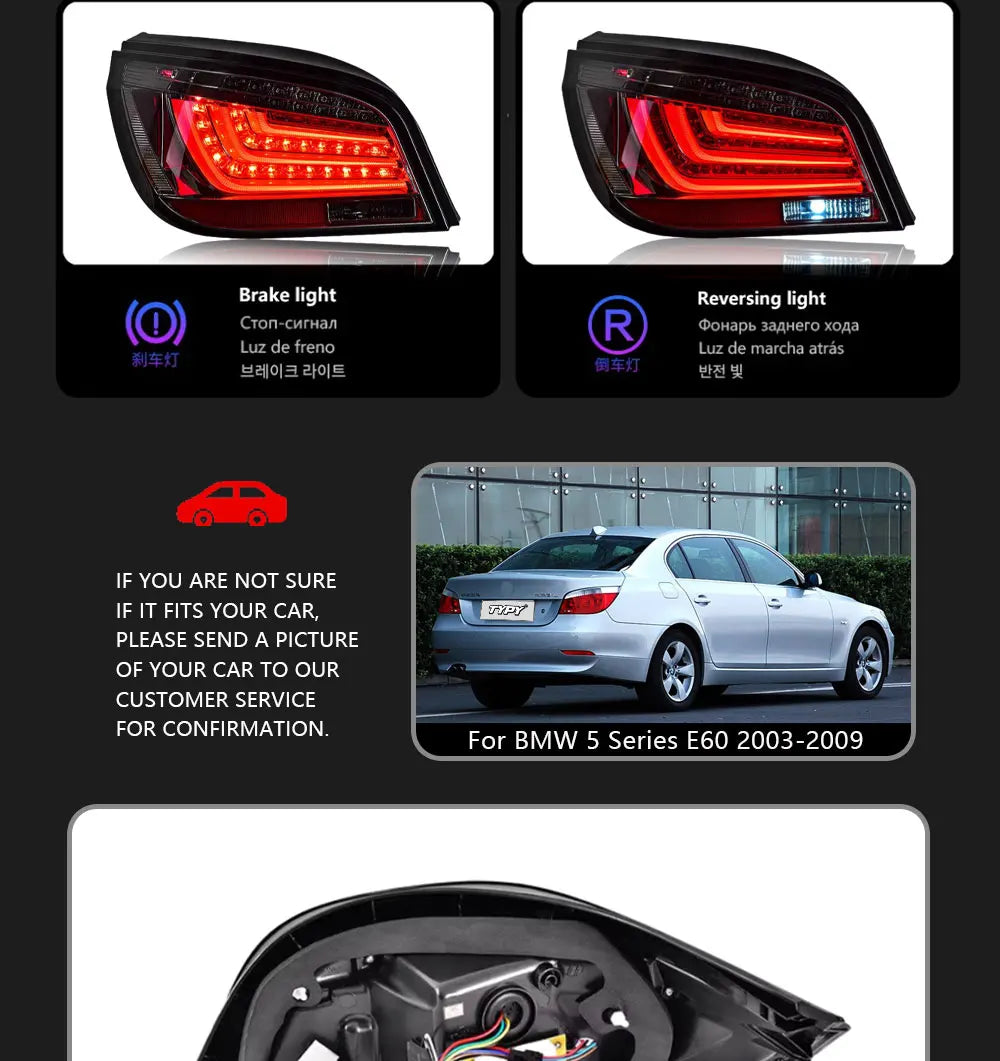 TYPY Car Tail Lights For BMW 5 Series E60 Taillight 2003-2009 LED LED Projetor Tail Lamp Daytime Running Light Auto Accessories