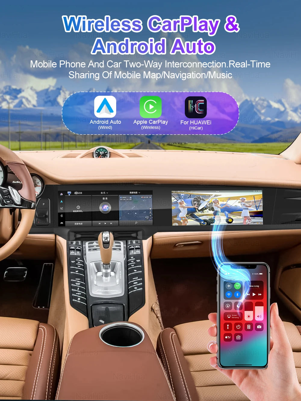 NaviHua New Upgrade Car Interior  For Porsche Panamera 2010-2016 Android Car Radio LCD Console Climate Control Panel Stopwatch