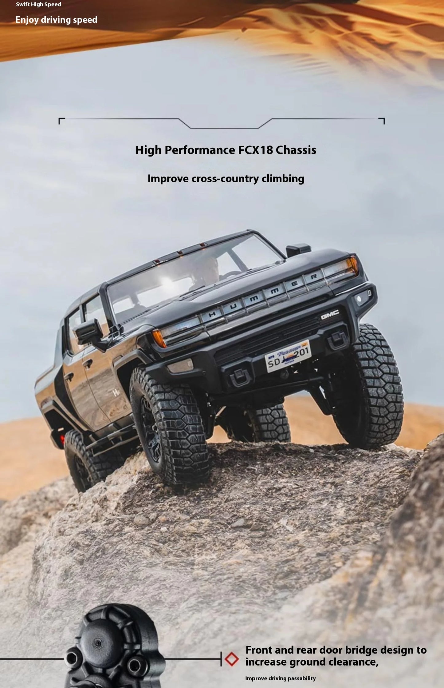 Hot FMS 1:18 Hummer EV Pickup Truck RC Car Remote Control Off-Road Climbing Simulation Model Toy Ideal Festival Gift For Kids