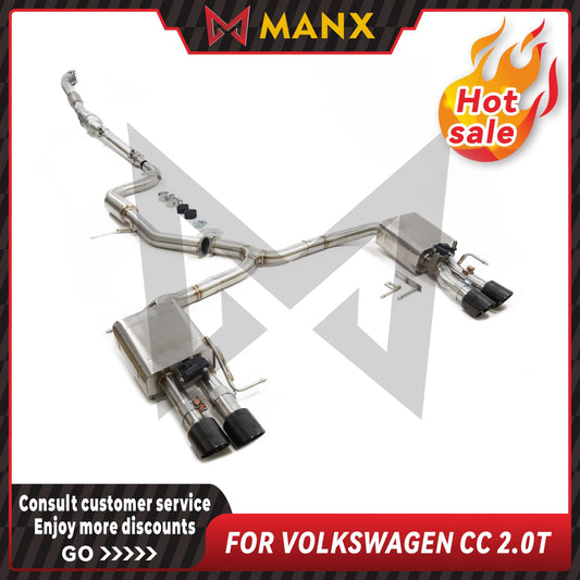 MANX Car Exhaust system for VOLKSWAGEN CC 2.0T Stainless steels Downpipe and Catback exhaust pipe with remote control valve
