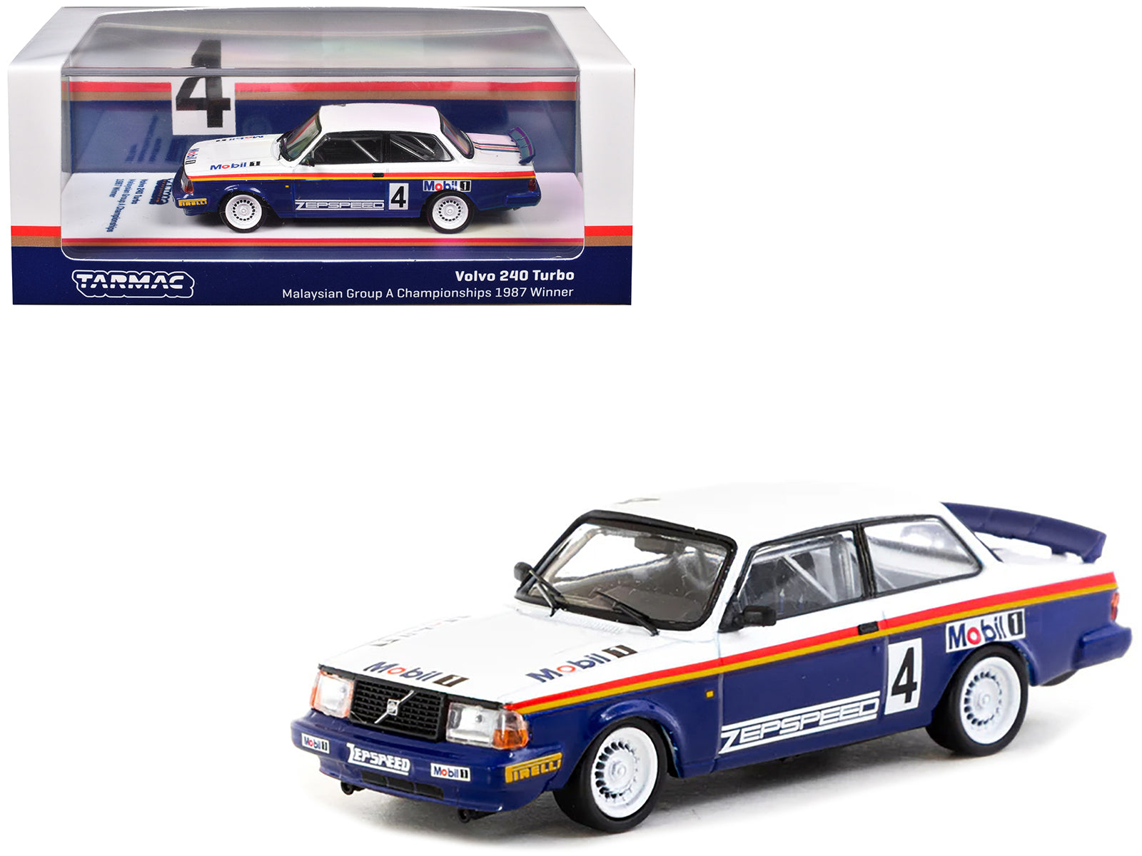 Volvo 240 Turbo #4 Per-Gunnar Andersson Winner "Malaysian Group A Championships" (1987) "Hobby64" Series 1/64 Diecast Model Car by Tarmac Works free shipping USA