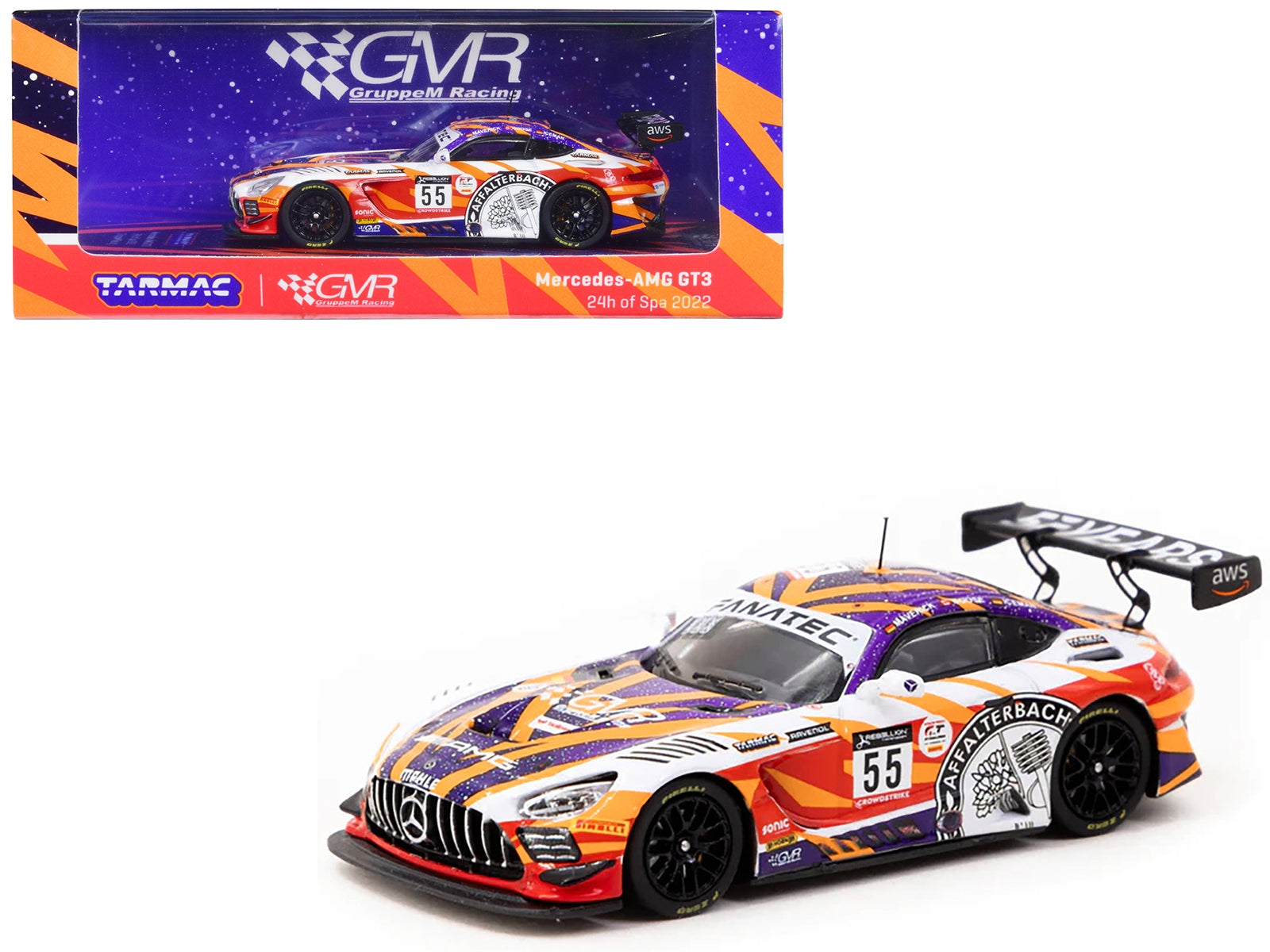 Mercedes-AMG GT3 #55 Maximilian Buhk - Maro Engel - Mikael Grenier "GruppeM Racing" "24 Hours of Spa" (2022) "Hobby64" Series 1/64 Diecast Model Car by Tarmac Works