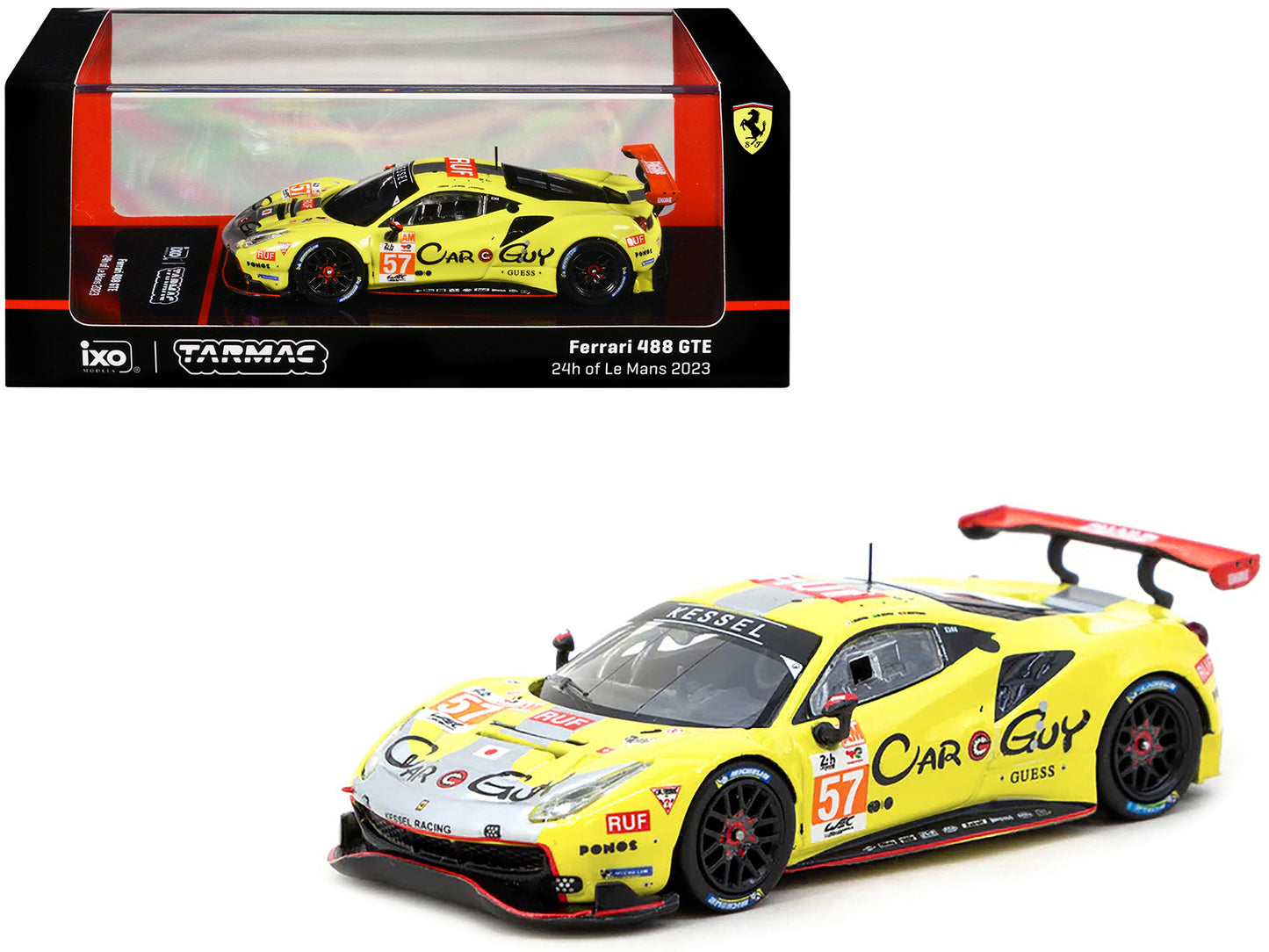 Ferrari 488 GTE #57 Scott Huffaker - Takeshi Kimura - Daniel Serra "Kessel Racing" "24 Hours of Le Mans" (2023) "Hobby64" Series 1/64 Diecast Model Car by Tarmac Works