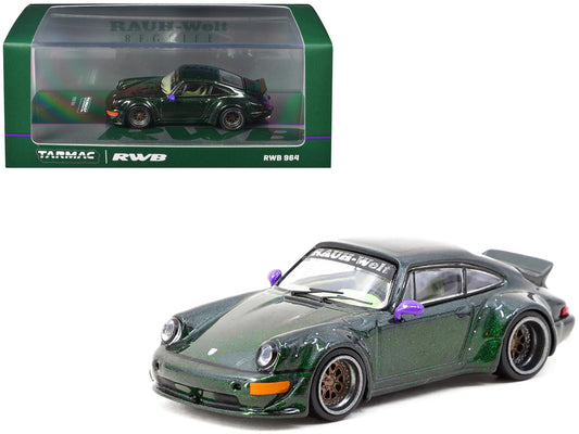 RWB 964 Green Metallic with Light Green Interior "Hobby64" Series 1/64 Diecast Model by Tarmac Works - Use code SHOPAPP15 to get 15 percent off