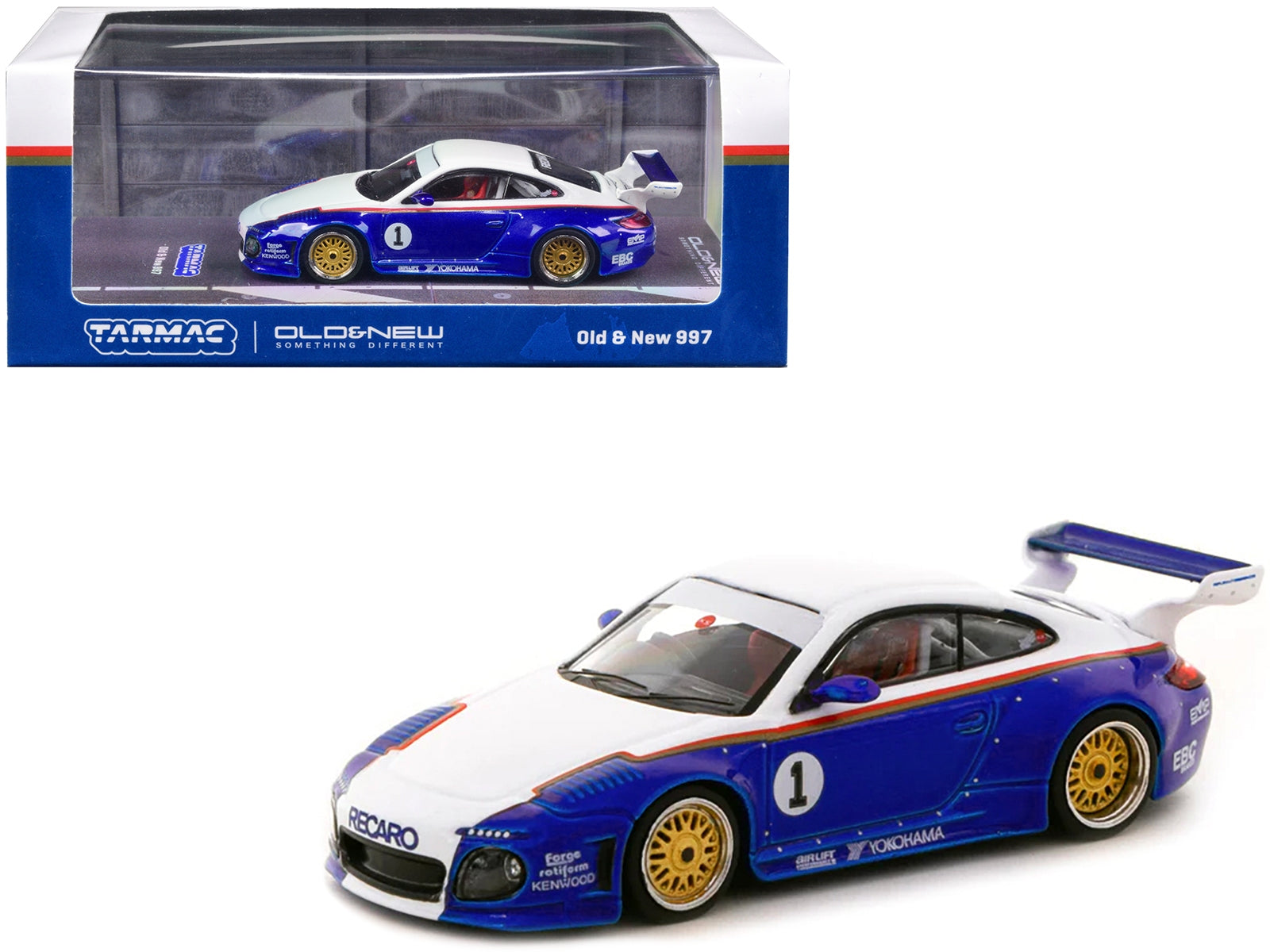 997 Old & New Body Kit #1 Blue Metallic and White with Stripes "Recaro" "Hobby64" Series 1/64 Diecast Model Car by Tarmac Works - Premium Porsche Models from Tarmac Works - Just $31.99! Shop now at Rapidvehicles