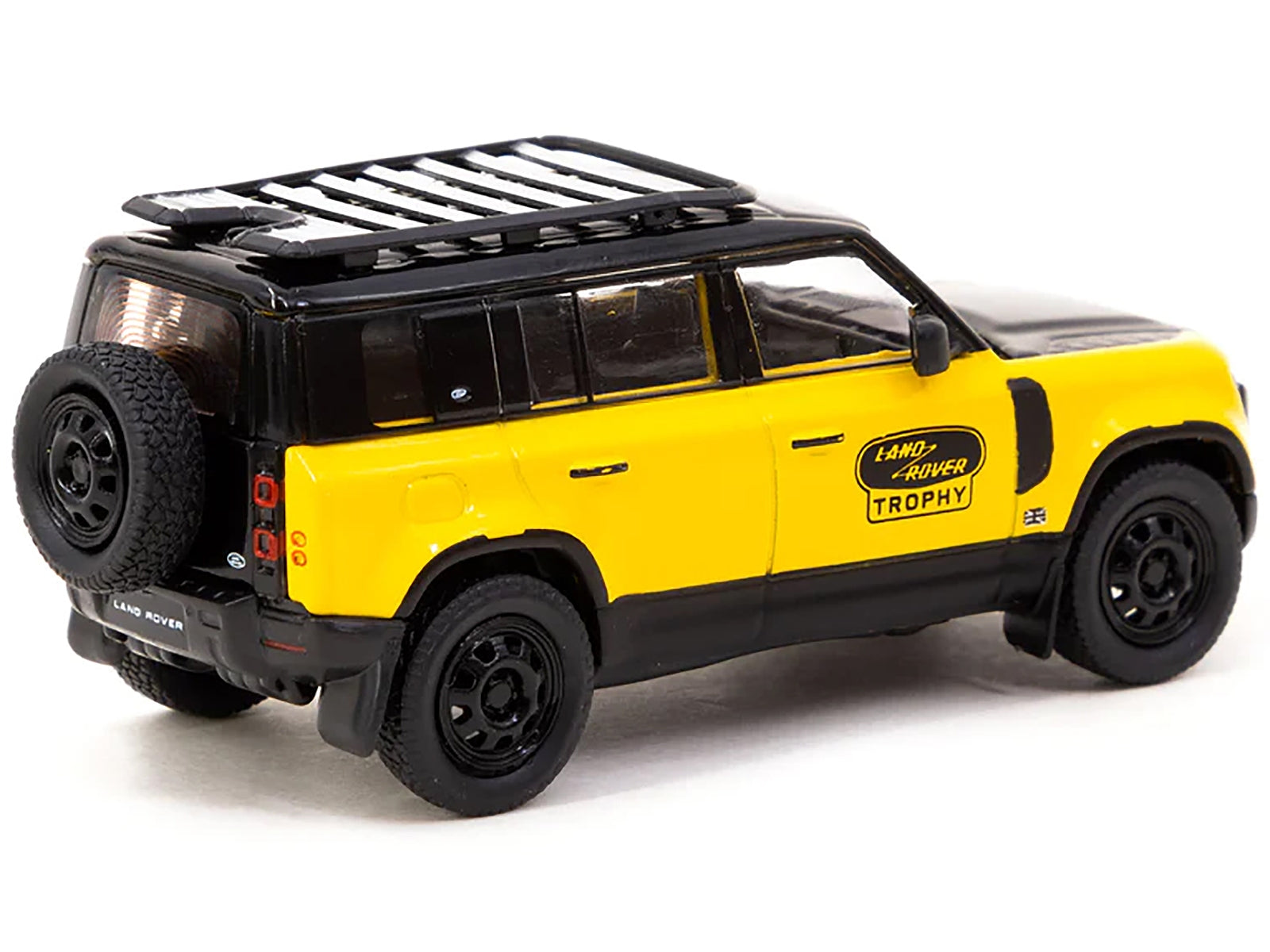 Land Rover Defender 110 "Trophy Edition" Yellow with Black Hood and Top and Roofrack "Global64" Series 1/64 Diecast Model by Tarmac Works - Premium Range/Land Rover from Tarmac Works - Just $32.99! Shop now at Rapidvehicles