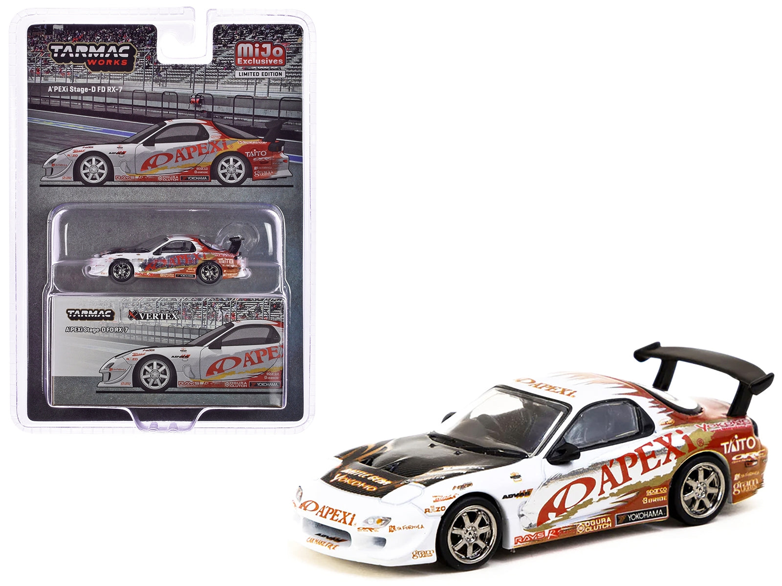 Mazda RX-7 FD Stage-D "A'PEXi" RHD (Right Hand Drive) White with Graphics "Global64" Series 1/64 Diecast Model by Tarmac Works - Premium Mazda Models from Tarmac Works - Just $32.99! Shop now at Rapidvehicles