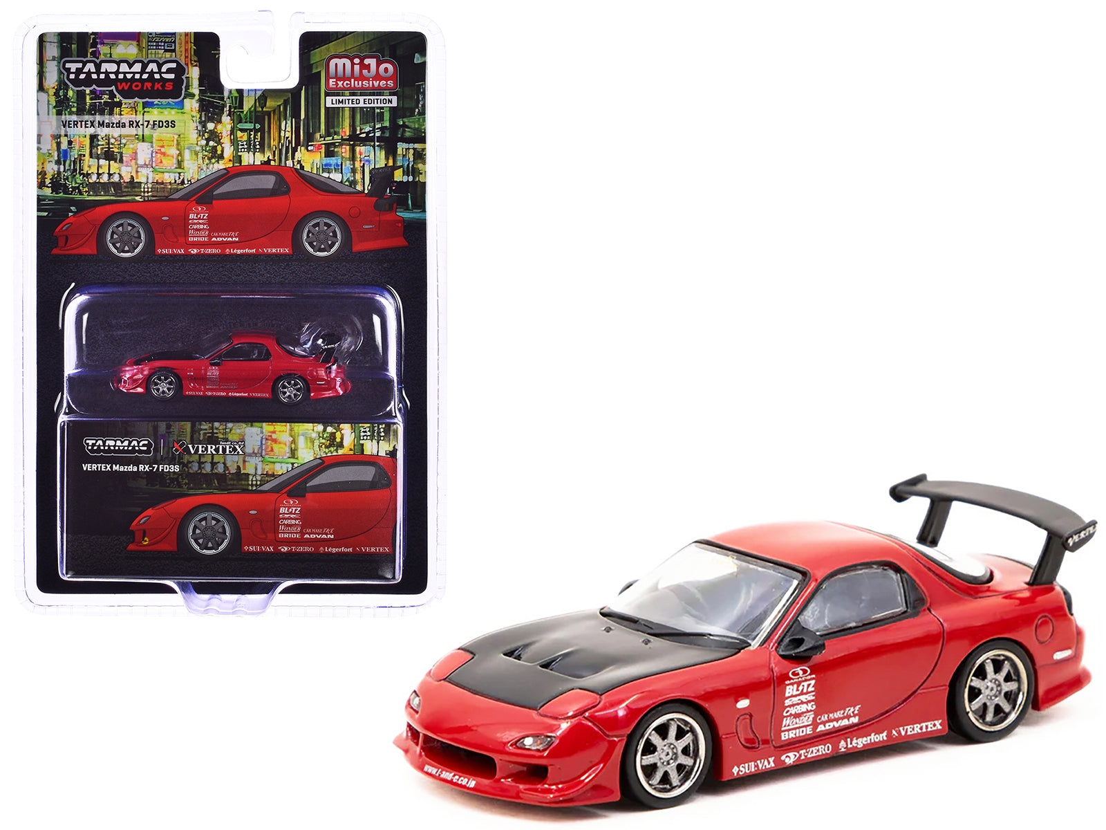 Mazda RX-7 FD3S "VERTEX" RHD (Right Hand Drive) Red with Black Hood "Global64" Series 1/64 Diecast Model Car by Tarmac Works - Premium Mazda Models from Tarmac Works - Just $29.99! Shop now at Rapidvehicles