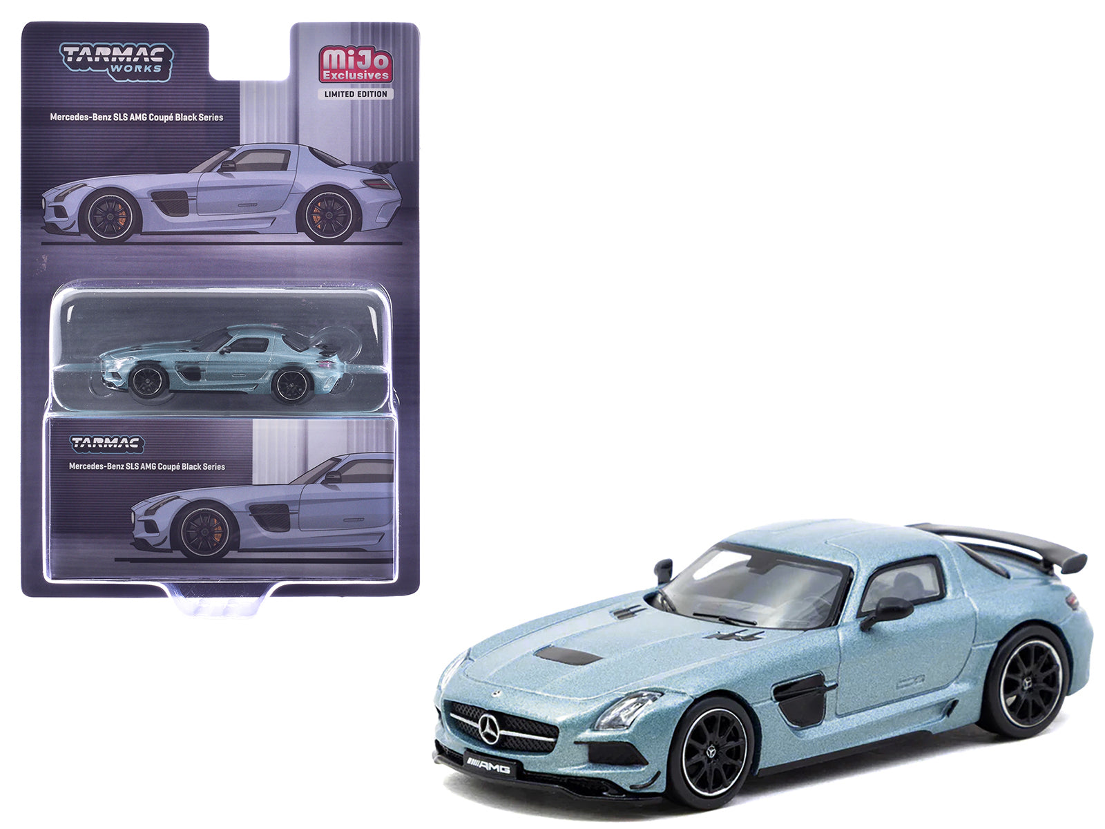 Mercedes-Benz SLS AMG Coupe Black Series Matte Blue Metallic "Global64" Series 1/64 Diecast Model by Tarmac Works free shipping USA