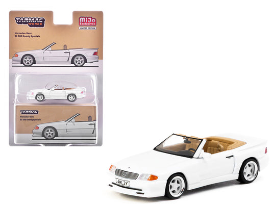Mercedes-Benz SL 500 Koenig Specials Convertible White "Global64" Series 1/64 Diecast Model by Tarmac Works - Use code SHOPAPP15 to get 15 percent off