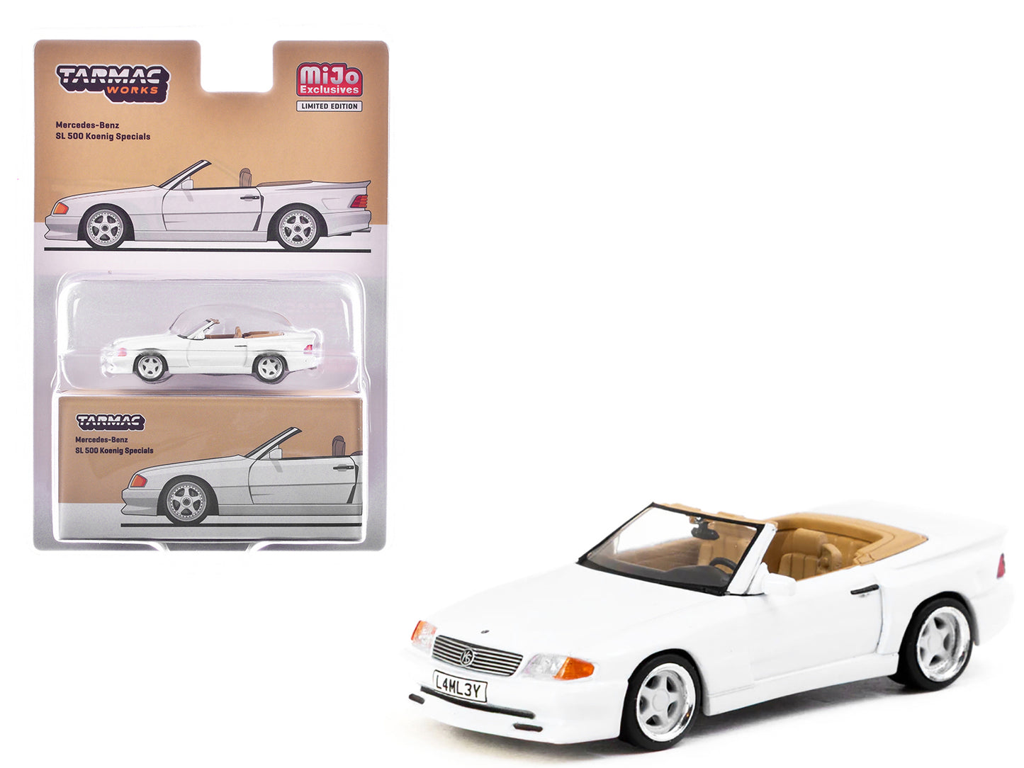 Mercedes-Benz SL 500 Koenig Specials Convertible White "Global64" Series 1/64 Diecast Model by Tarmac Works