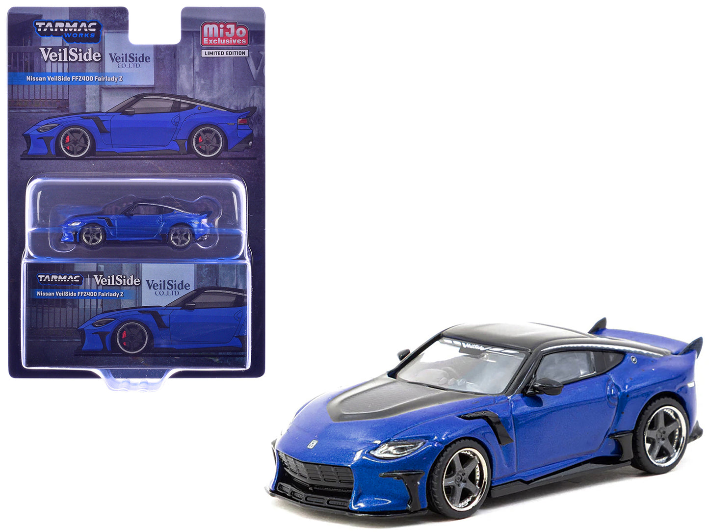 Nissan VeilSide FFZ400 Fairlady Z RHD (Right Hand Drive) Blue Metallic with Black Top "Global64" Series 1/64 Diecast Model by Tarmac Works - Use code SHOPAPP15 to get 15 percent off