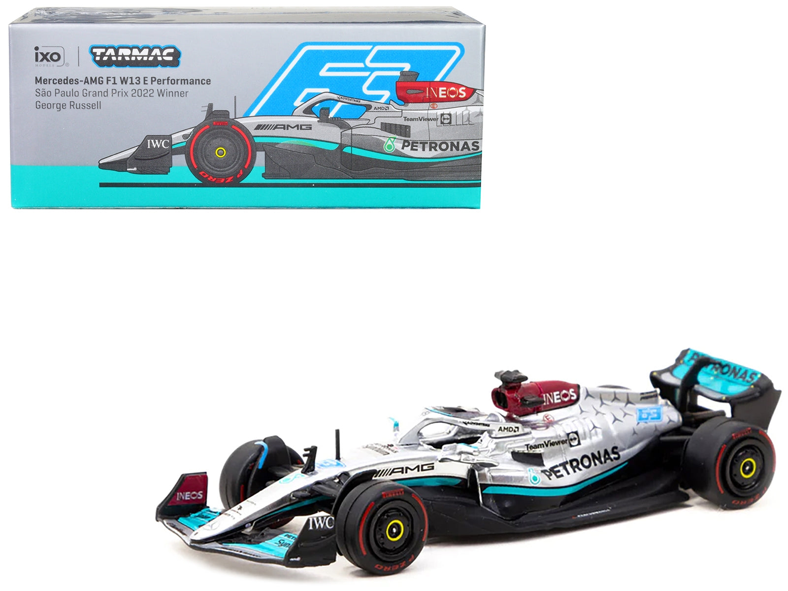 Mercedes-AMG F1 W13 E Performance #63 George Russell Formula One F1 Winner "Sao Paulo GP" (2022) "Global64" Series 1/64 Diecast Model Car by Tarmac Works - Premium Mercedes Models from Tarmac Works - Just $35.23! Shop now at Rapidvehicles