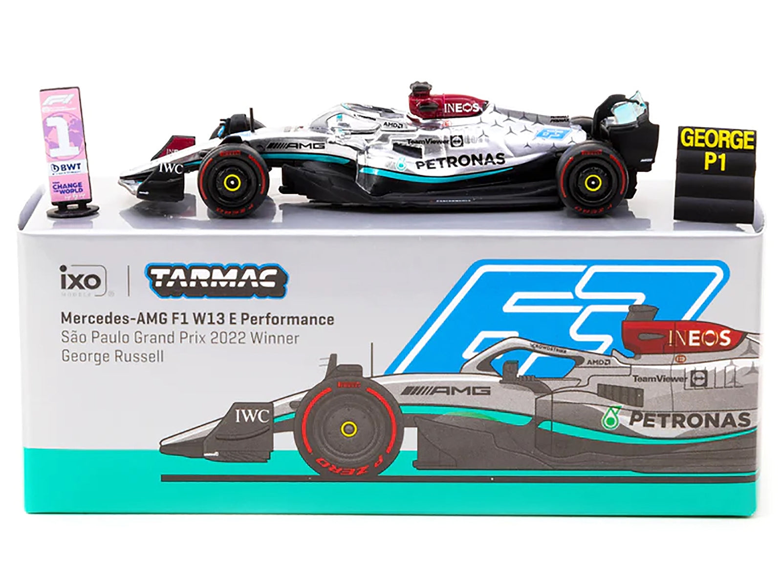 Mercedes-AMG F1 W13 E Performance #63 George Russell Formula One F1 Winner "Sao Paulo GP" (2022) "Global64" Series 1/64 Diecast Model Car by Tarmac Works - Premium Mercedes Models from Tarmac Works - Just $35.23! Shop now at Rapidvehicles