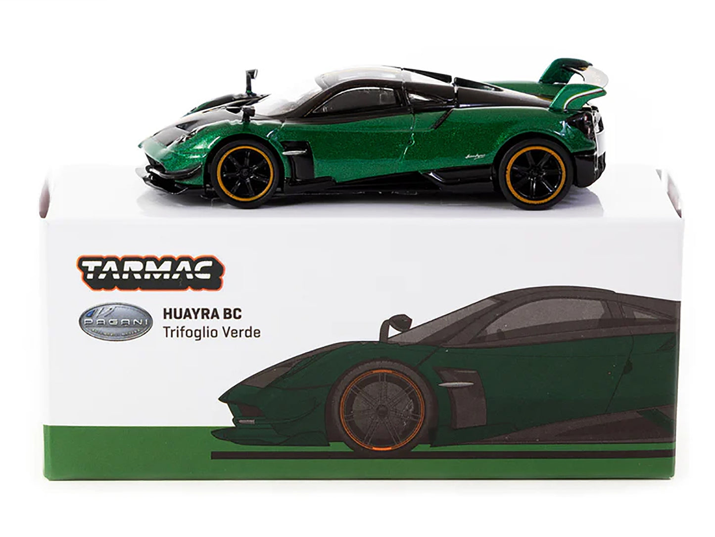 Pagani Huayra BC Trifoglio Verde Green Metallic and Black with - Premium Pagani Models from Tarmac Works - Just $45.99! Shop now at Rapidvehicles