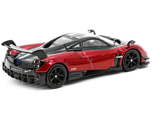 Pagani Huayra BC Rosso Dubai Red Metallic and Black with Silver Stripes "Global64" Series 1/64 Diecast Model Car by Tarmac Works - Premium  from Tarmac Works - Just $32.99! Shop now at Rapidvehicles