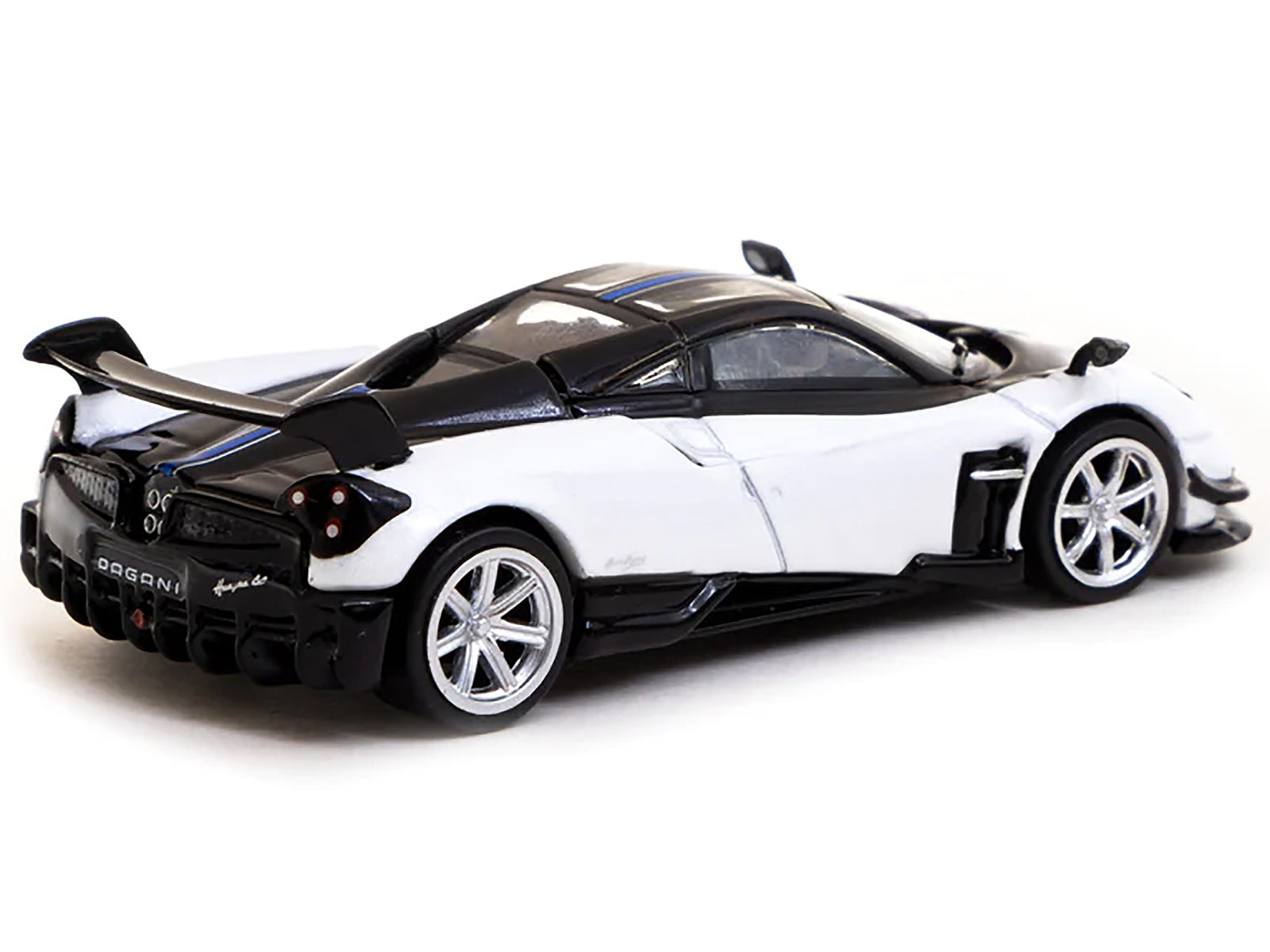 Pagani Huayra BC Bianco Benny White and Black with Blue Stripes "Global64" Series 1/64 Diecast Model by Tarmac Works - Premium Pagani Models from Tarmac Works - Just $28.99! Shop now at Rapidvehicles