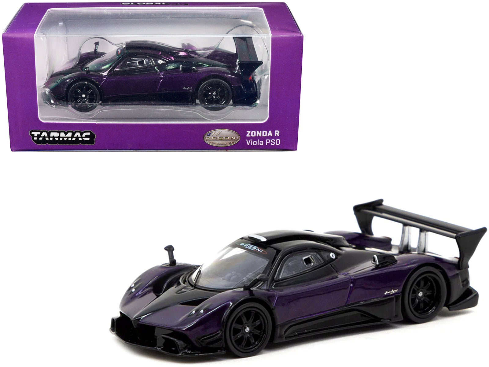 Pagani Zonda R Viola PSO Metallic and Black "Global64" Series 1/64 Diecast Model Car by Tarmac Works - Premium Pagani Models from Tarmac Works - Just $30.99! Shop now at Rapidvehicles