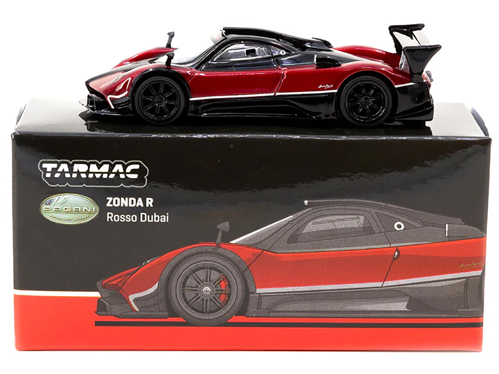 Pagani Zonda R Rosso Dubai Red Metallic and Black "Global64" Series 1/64 Diecast Model by Tarmac Works - Premium Pagani Models from Tarmac Works - Just $24.99! Shop now at Rapidvehicles