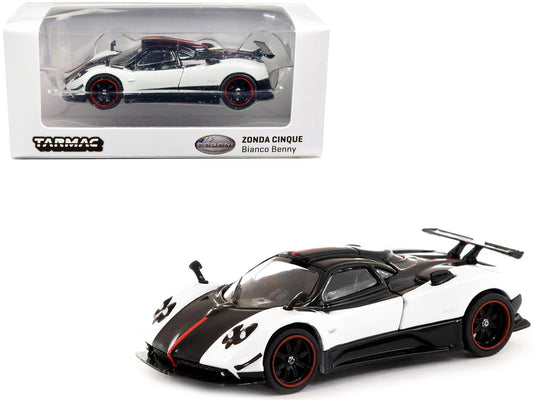 Pagani Zonda Cinque Bianco Benny White and Black "Global64" Series 1/64 Diecast Model Car by Tarmac Works free shipping USA