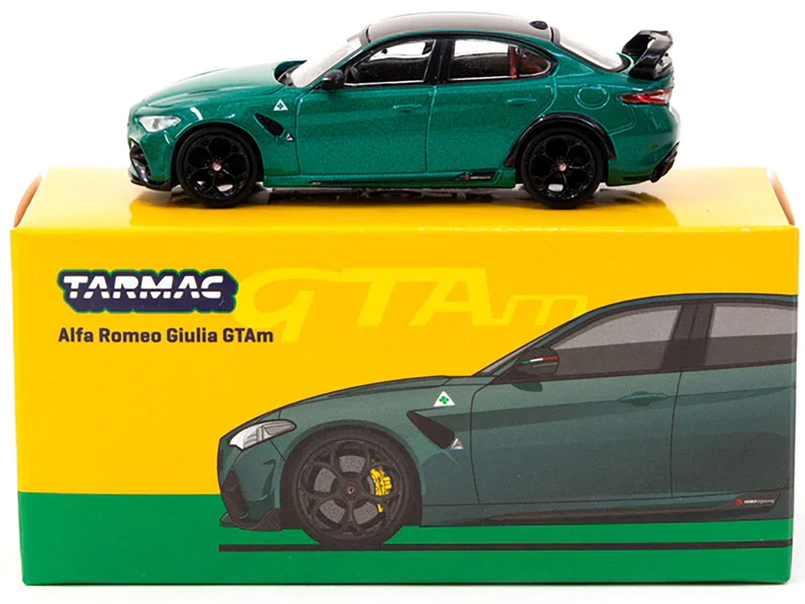 Alfa Romeo Giulia GTAm Green Metallic with Black Top "Global64" Series 1/64 Diecast Model by Tarmac Works - Premium Alfa Romeo Models from Tarmac Works - Just $27.99! Shop now at Rapidvehicles