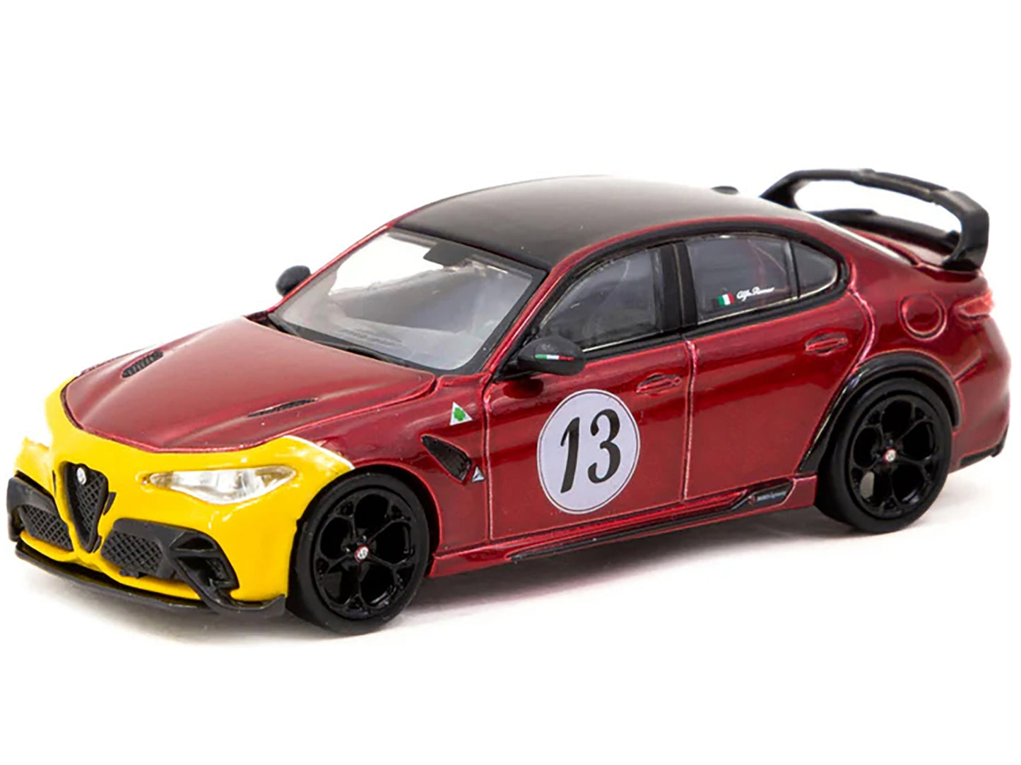 Alfa Romeo Giulia GTAm #13 Red Metallic and Yellow with Black Top - Premium Alfa Romeo Models from Tarmac Works - Just $32.39! Shop now at Rapidvehicles