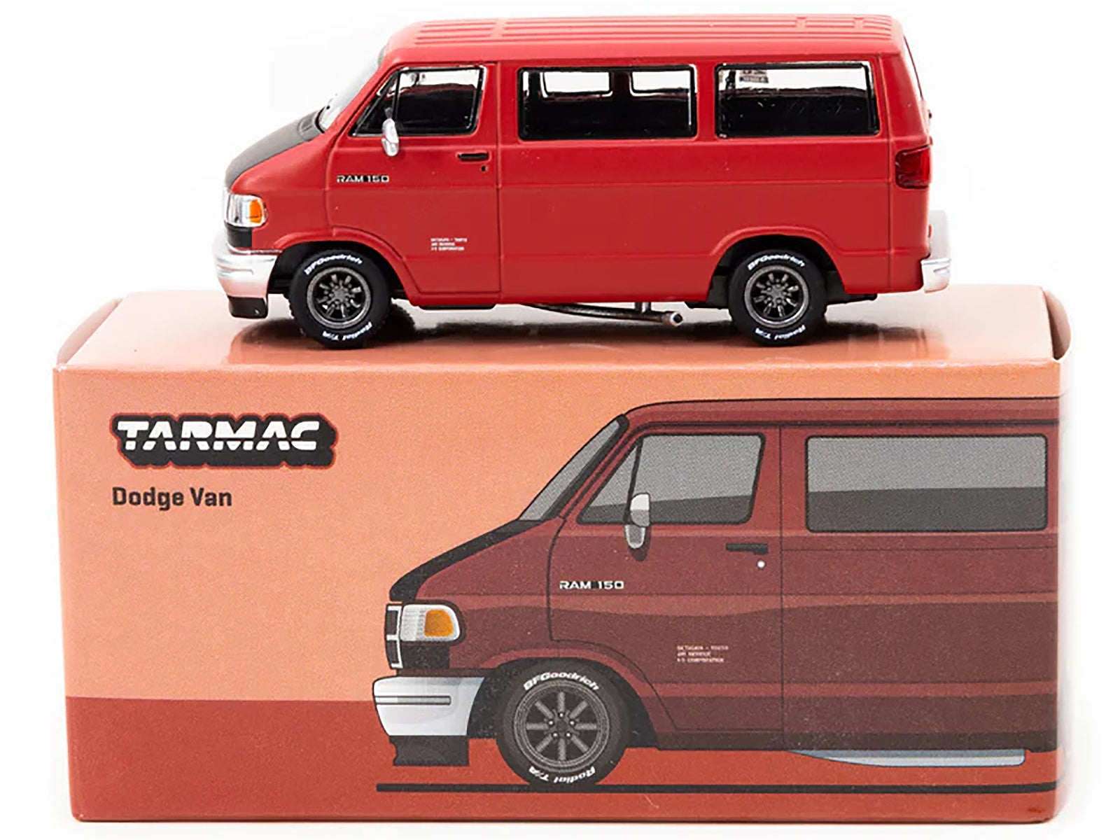 Dodge Ram 150 Van Red with Black Hood "Global64" Series 1/64 Diecast Model by Tarmac Works - Premium Dodge Models from Tarmac Works - Just $29.99! Shop now at Rapidvehicles