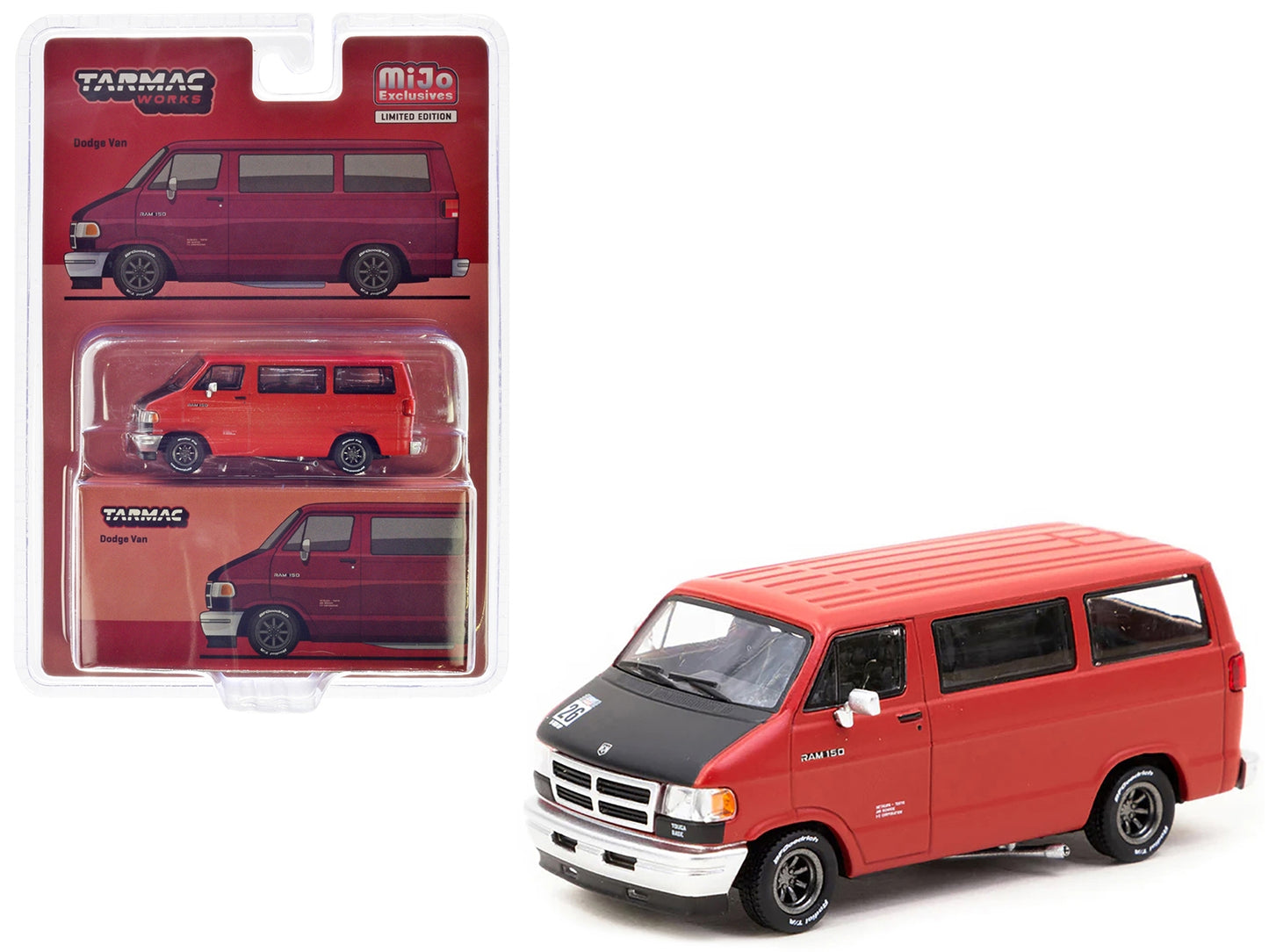 Dodge Ram 150 Van Red with Black Hood "Global64" Series 1/64 - Premium Dodge Models from Tarmac Works - Just $36.89! Shop now at Rapidvehicles