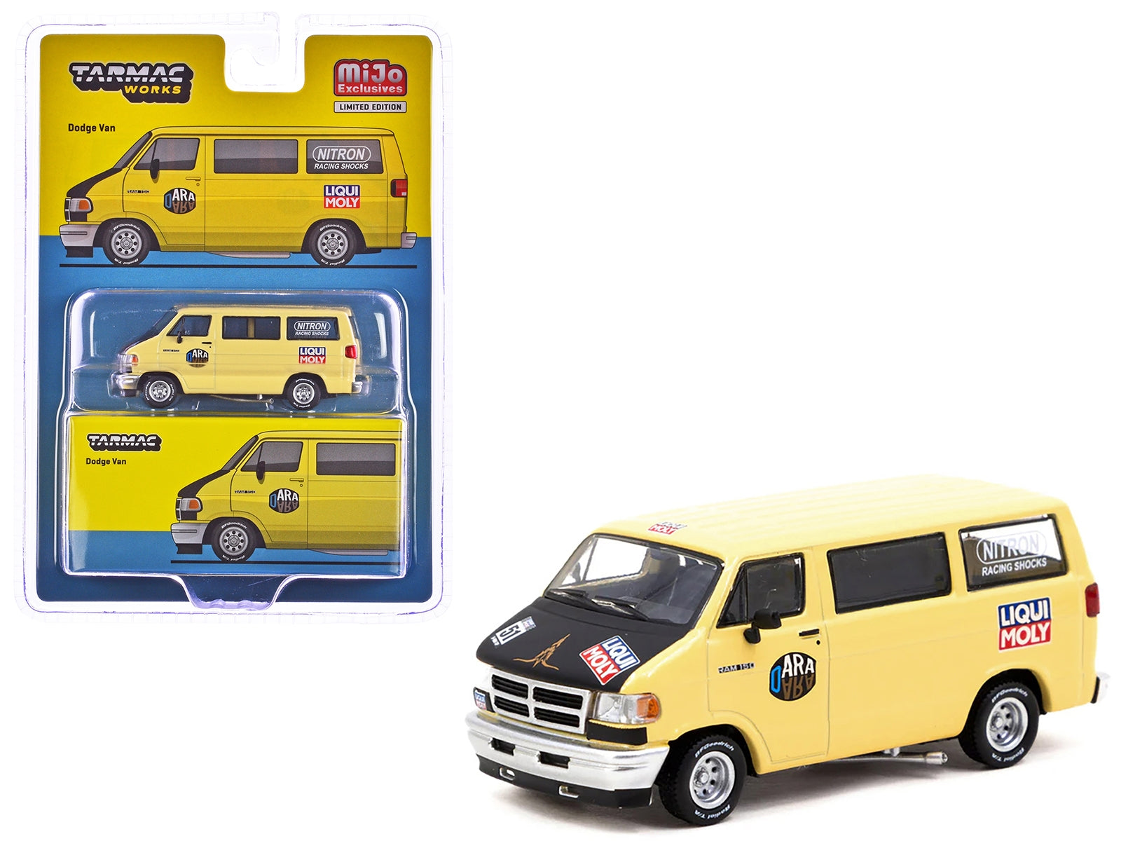 Dodge Ram 150 Van Yellow with Black Hood and Graphics "Global64" Series 1/64 Diecast Model by Tarmac Works - Premium Dodge Models from Tarmac Works - Just $34.99! Shop now at Rapidvehicles