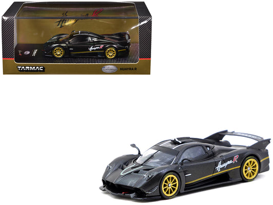 Pagani Huayra R Matt Black Carbon Fiber with Gold Wheels Limited Edition to 3552 pieces Worldwide "Global64" Series 1/64 Diecast Model by Tarmac Works - Use code SHOPAPP15 to get 15 percent off