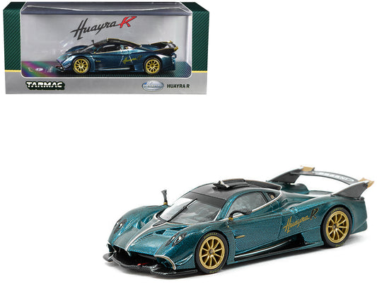 Pagani Huayra R Turquoise Carbon Fiber with Gold Wheels "Global64" Series 1/64 Diecast Model Car by Tarmac Works