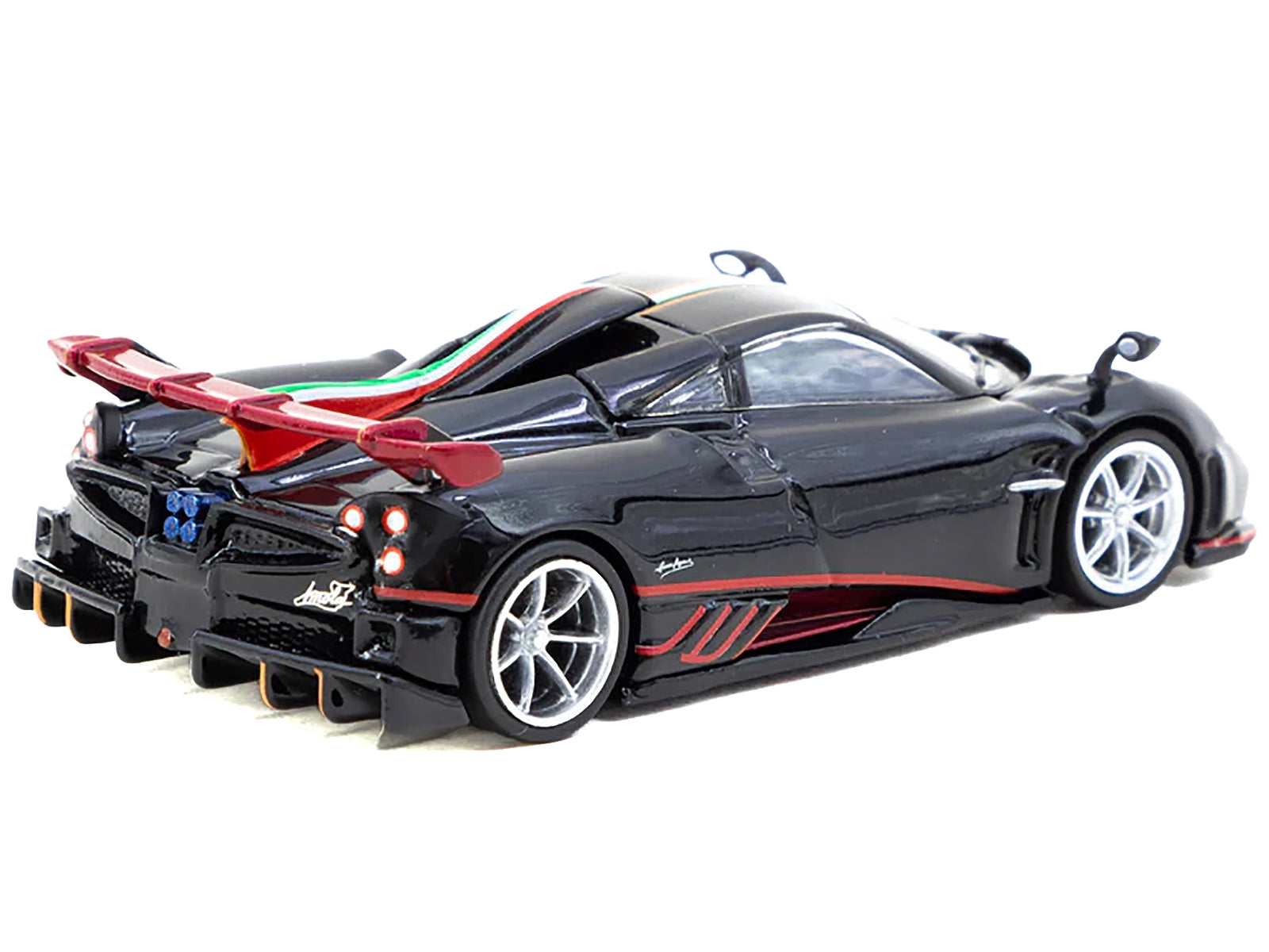 Pagani Imola Nero Oro Black Metallic with Italian Flag Stripes "Global64" Series 1/64 Diecast Model by Tarmac Works - Premium Pagani Models from Tarmac Works - Just $31.53! Shop now at Rapidvehicles