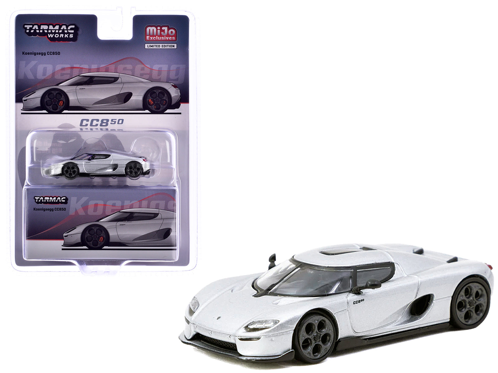 Koenigsegg CC850 Silver Metallic "Global64" Series 1/64 Diecast Model by Tarmac Works free shipping USA