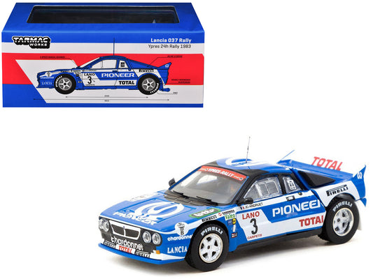 Lancia 037 Rally #3 Jean-Claude Andruet - Francoise Sappey 2nd Place "Ypres 24 Hours Rally" (1983) "Hobby64+" Series 1/64 Diecast Model Car by Tarmac Works - Use code SHOPAPP15 to get 15 percent off