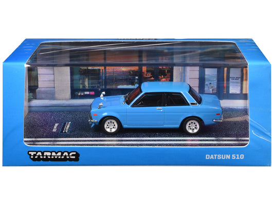 Datsun 510 Light Blue "Road64" Series 1/64 Diecast Model Car by Tarmac Works - Use code SHOPAPP15 to get 15 percent off