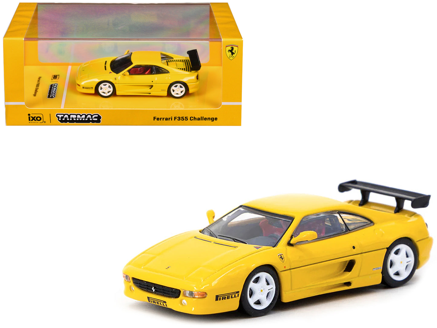 Ferrari F355 Challenge Yellow "Road64" Series 1/64 Diecast Model Car by Tarmac Works - Use code SHOPAPP15 to get 15 percent off