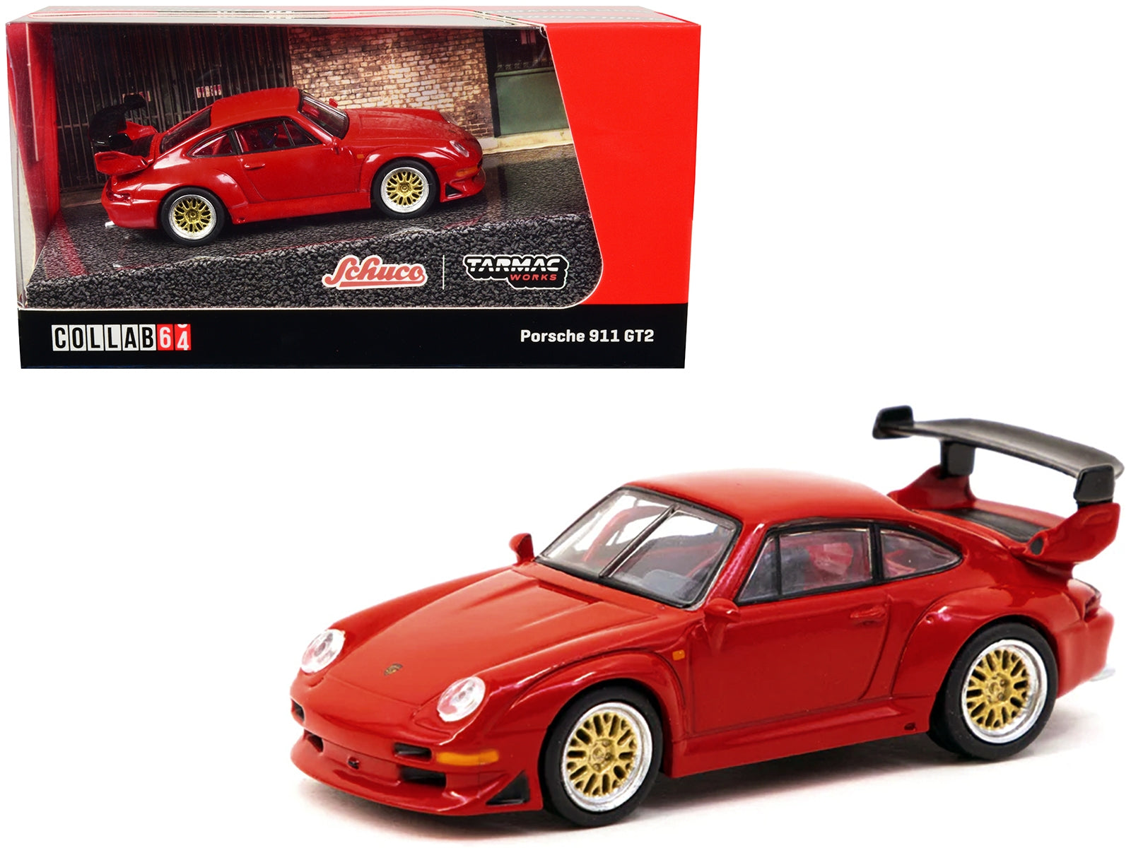 Porsche 911 GT2 Red with Red Interior "Collab64" Series 1/64 Diecast Model Car by Schuco & Tarmac Works - Premium Porsche Models from Schuco - Just $37.99! Shop now at Rapidvehicles