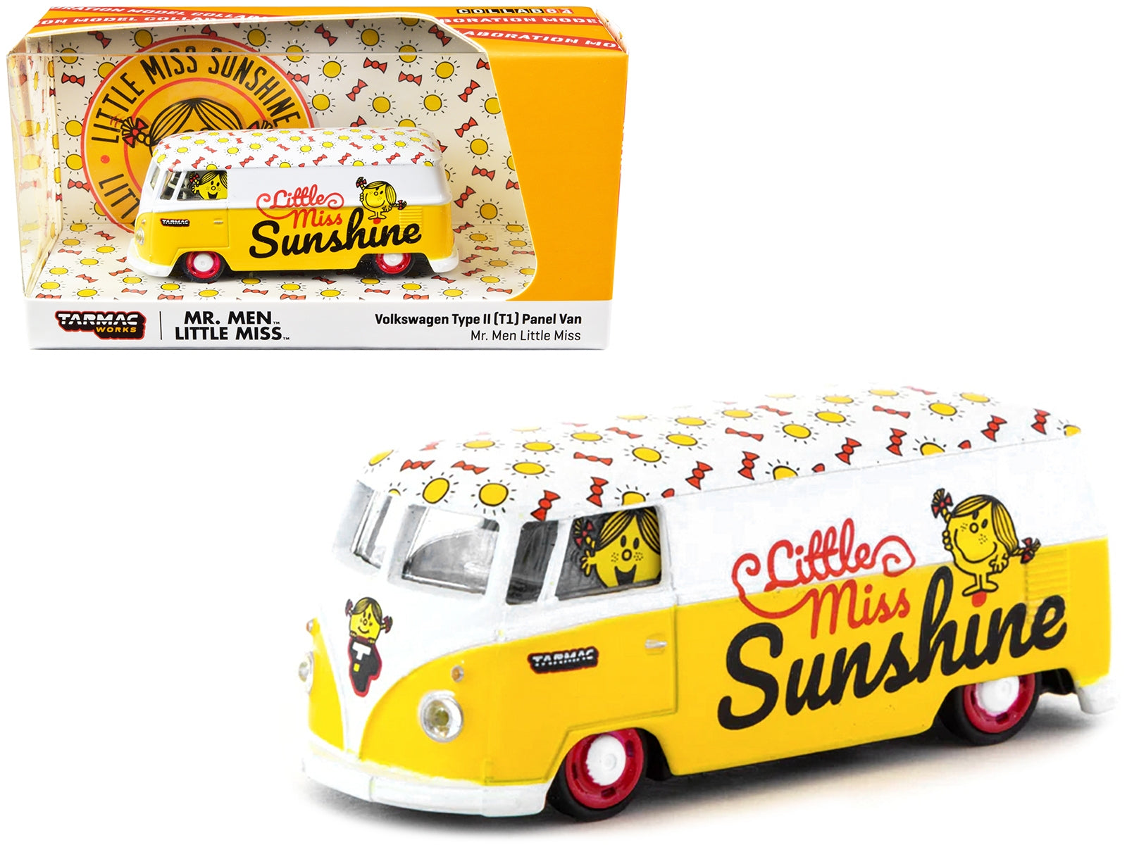 Volkswagen Type II (T1) Panel Van "Little Miss Sunshine" Yellow and White "Mr. Men & Little Miss" "Collab64" Series 1/64 Diecast Model Car by Schuco & Tarmac Works - Premium Volkswagen Models from Schuco - Just $41.22! Shop now at Rapidvehicles