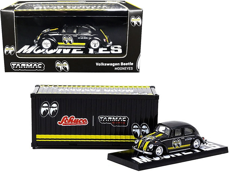 Volkswagen Beetle "Mooneyes" Black with Yellow Stripes with Container Case "Collaboration Model" 1/64 Diecast Model Car by Schuco & Tarmac Works - Premium Volkswagen Models from Schuco - Just $47.68! Shop now at Rapidvehicles