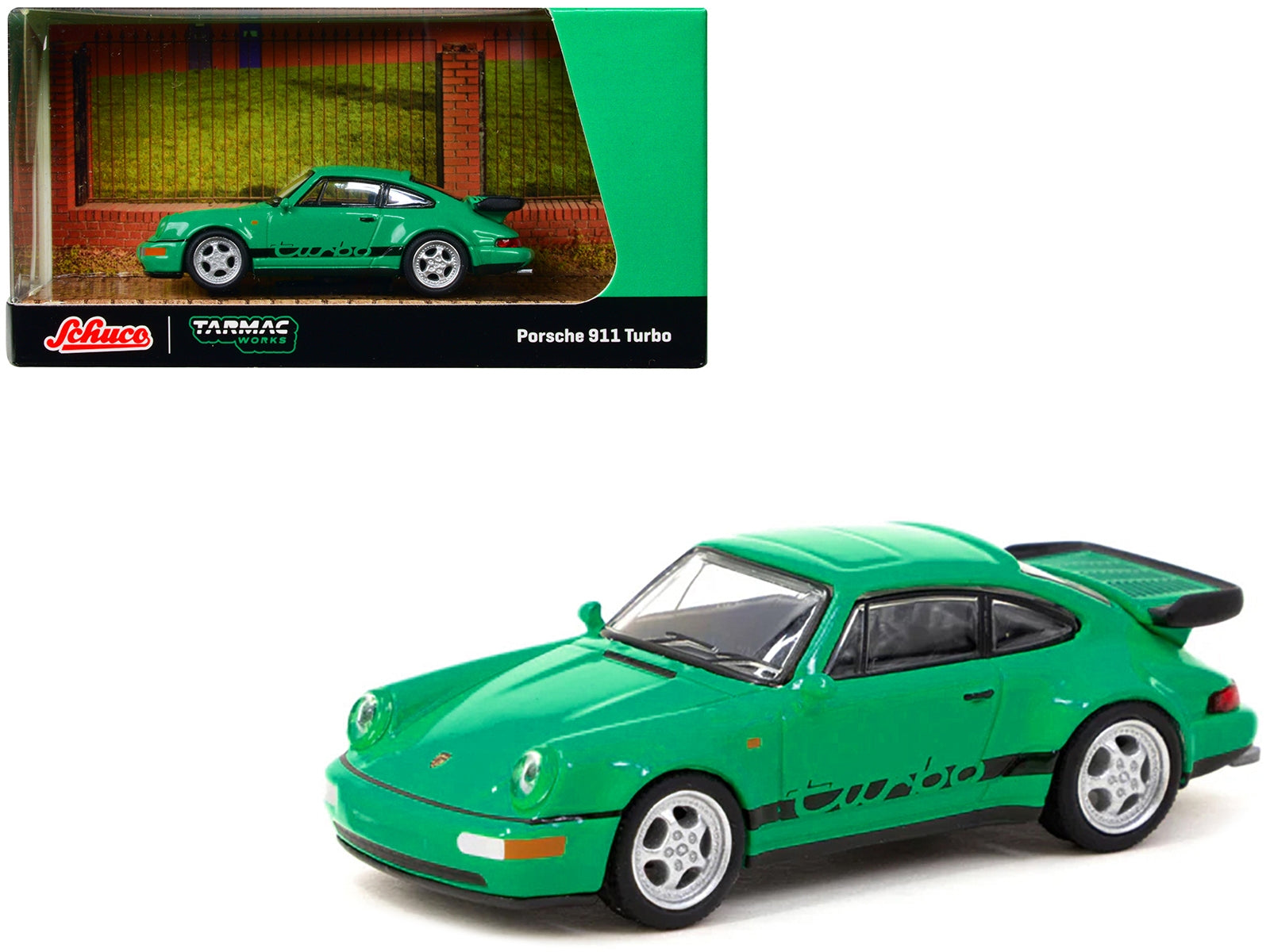 Porsche 911 Turbo Green with Black Stripes "Collab64" Series 1/64 - Premium Porsche Models from Schuco - Just $29.99! Shop now at Rapidvehicles