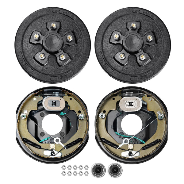 VEVOR Trailer Hub Drum Kits 5 on 4.5" B.C. with 10" x 2.25" Electric Brakes, Self-Adjusting Trailer Brake Assembly for 3500 lbs Axle, 4-Hole Mounting, Backing Plates for Brake System Part Replacement