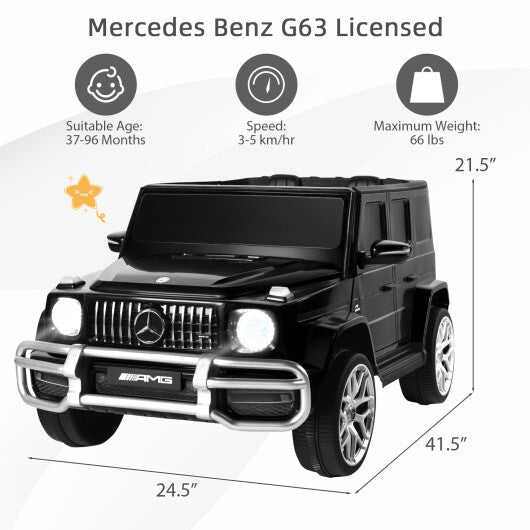 12V Mercedes-Benz G63 Licensed Kids Ride On Car with Remote - Premium Toys & Hobbies > Ride On Toys > Powered Ride On Toys from Rapidvehicles - Just $265.16! Shop now at Rapidvehicles