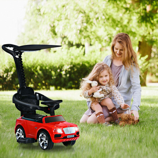 3-in-1 Licensed Bentley Kids Push and Sliding Car with Canopy-White - Premium Ride On Toys from Rapidvehicles - Just $126.99! Shop now at Rapidvehicles