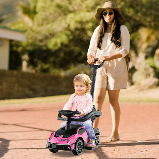 3-in-1 Licensed Lamborghini Ride on Push Car with Handle Guardrail-Pink - Color: Pink - Premium Toys & Hobbies > Ride On Toys > Push & Pedal Ride On Toys from Rapidvehicles - Just $91.09! Shop now at Rapidvehicles