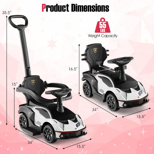 3-in-1 Licensed Lamborghini Ride on Push Car with Handle - Premium Toys & Hobbies > Ride On Toys > Push & Pedal Ride On Toys from Rapidvehicles - Just $94.29! Shop now at Rapidvehicles