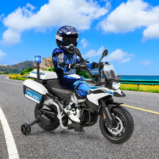 12V BMW Kids Ride On Police Motorcycle with Light and Music-White - Color: White - Premium Toys & Hobbies > Ride On Toys > Powered Ride On Toys from Rapidvehicles - Just $270.99! Shop now at Rapidvehicles