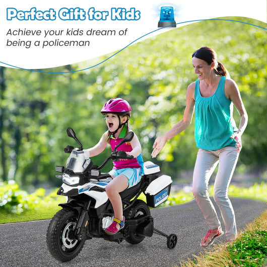 12V BMW Kids Ride On Police Motorcycle with Light and Music-White - Color: White - Premium Toys & Hobbies > Ride On Toys > Powered Ride On Toys from Rapidvehicles - Just $270.99! Shop now at Rapidvehicles