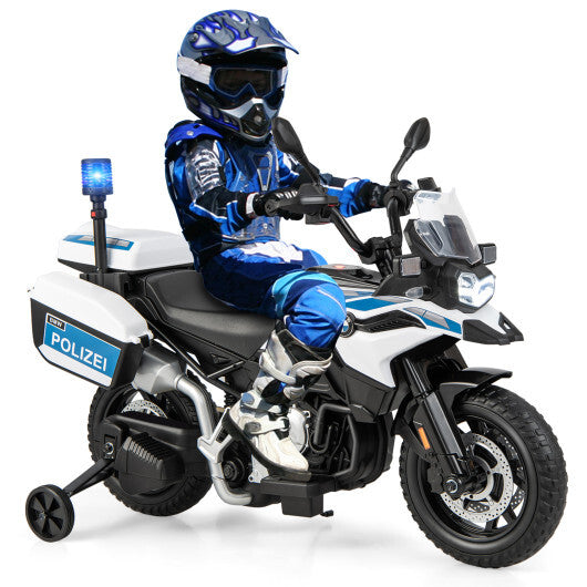 12V BMW Kids Ride On Police Motorcycle with Light and Music-White - Color: White - Premium Toys & Hobbies > Ride On Toys > Powered Ride On Toys from Rapidvehicles - Just $270.99! Shop now at Rapidvehicles