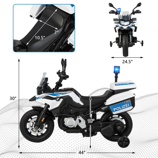 12V BMW Kids Ride On Police Motorcycle with Light and Music-White - Color: White - Premium Toys & Hobbies > Ride On Toys > Powered Ride On Toys from Rapidvehicles - Just $270.99! Shop now at Rapidvehicles